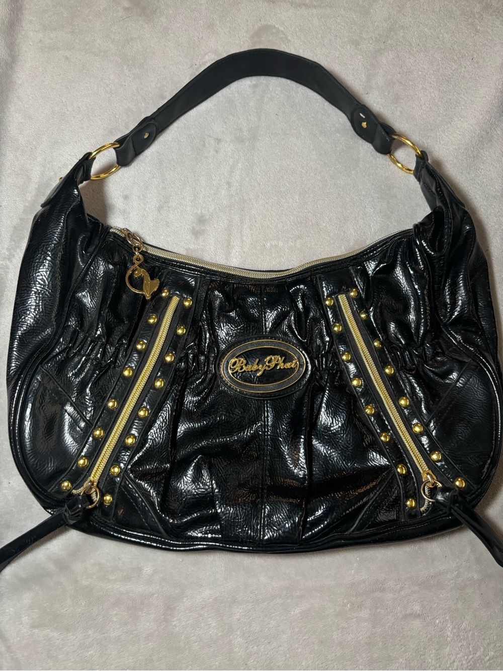 Baby Phat Y2K Black and Gold Bag
